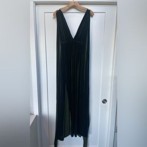 Olive Green Velvet TwoBirds Bridesmaids Wrap Dress